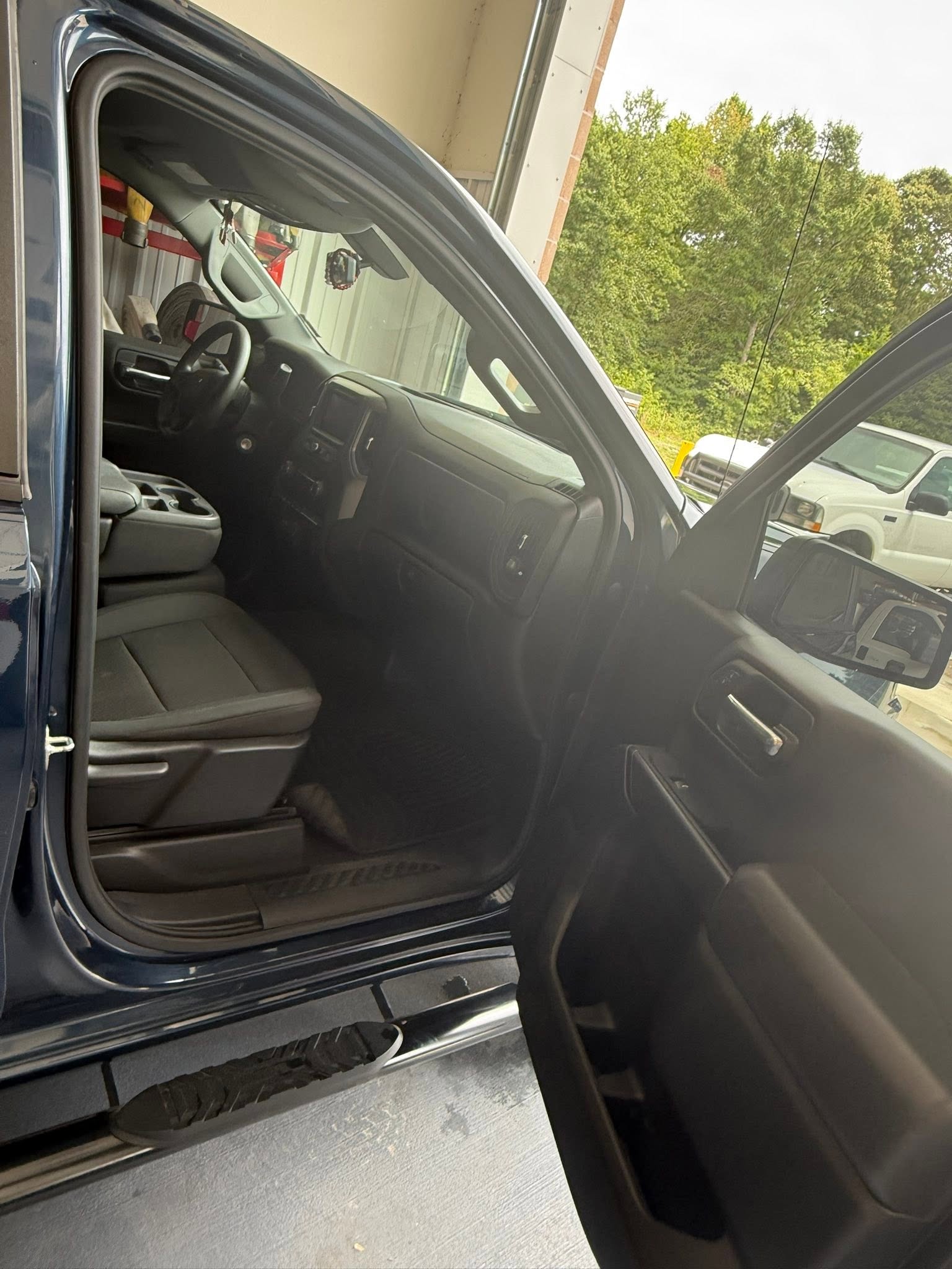 Clean truck interior with the door open